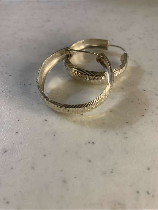 unbranded Jewelry - Sterling Silver Engraved Hoop Earrings - Women's Jewelry
